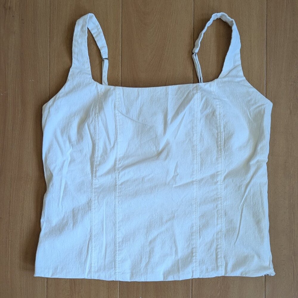 Cotton-Blend Squareneck Corset Top (Abercrombie & Fitch, Size M, White)